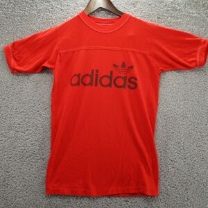 Adidas Shirt Adult Medium Vintage 1970s Silent Ringer Spellout Logo Orange Mens